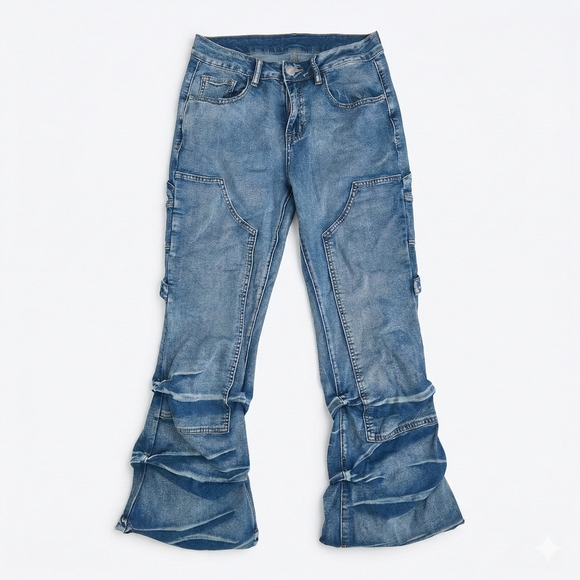 SHEIN Denim - SHEIN Light Blue Wide Leg Jeans